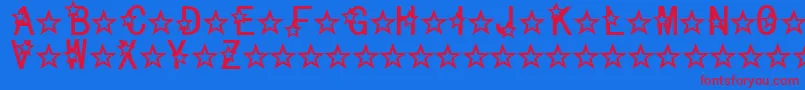Celestial-Schriftart – Rote Schriften auf blauem Hintergrund