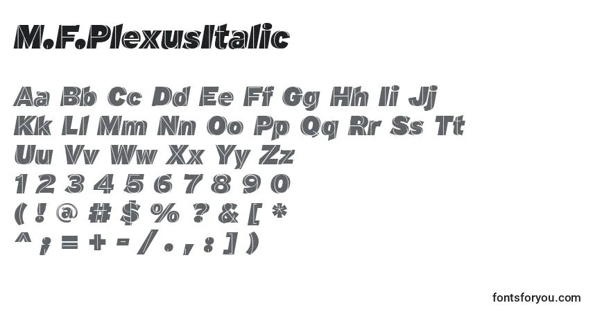 Schriftart M.F.PlexusItalic – Alphabet, Zahlen, spezielle Symbole
