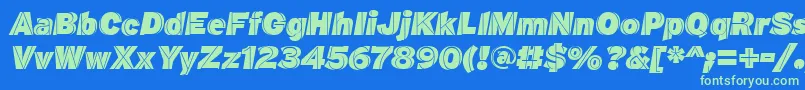 フォントM.F.PlexusItalic – 青い背景に緑のフォント