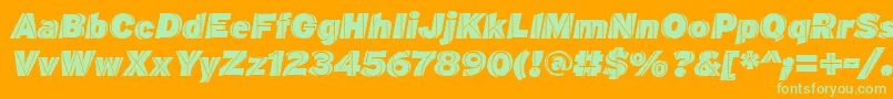 Fonte M.F.PlexusItalic – fontes verdes em um fundo laranja