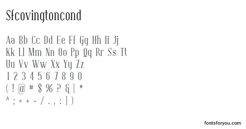 A fonte Sfcovingtoncond – alfabeto, números, caracteres especiais