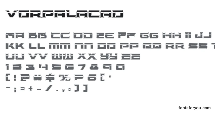 Czcionka Vorpalacad – alfabet, cyfry, specjalne znaki