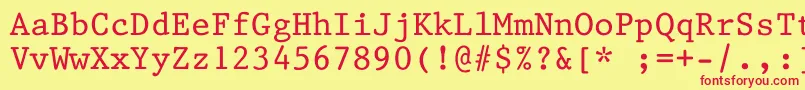 Czcionka Kin668 – czerwone czcionki na żółtym tle