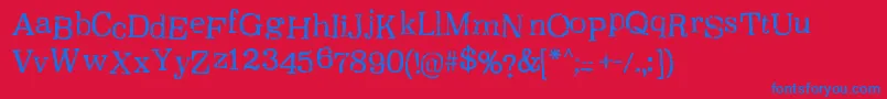 OxeranRegular Font – Blue Fonts on Red Background