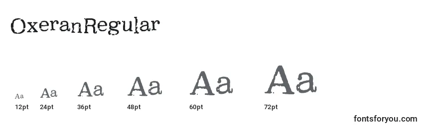 OxeranRegular Font Sizes