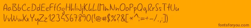 Gnyrwn971-Schriftart – Braune Schriften auf orangefarbenem Hintergrund