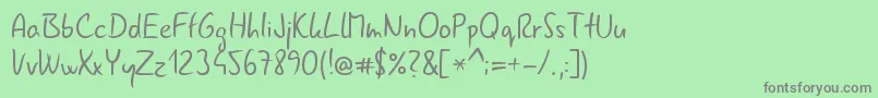 フォントGnyrwn971 – 緑の背景に灰色の文字