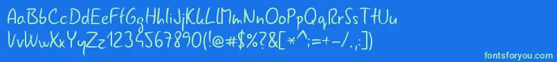 Gnyrwn971 Font – Green Fonts on Blue Background