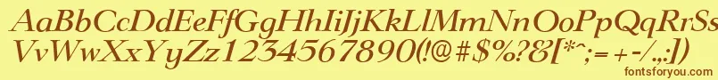 Fonte LingwoodserialMediumItalic – fontes marrons em um fundo amarelo