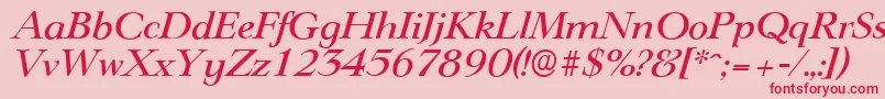 フォントLingwoodserialMediumItalic – ピンクの背景に赤い文字