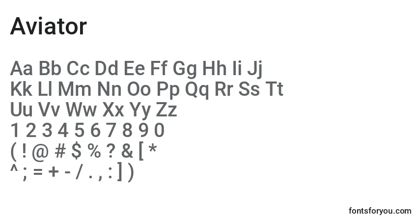 Шрифт Aviator – алфавит, цифры, специальные символы