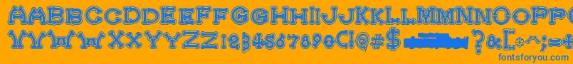 BonecrackerCollege Font – Blue Fonts on Orange Background