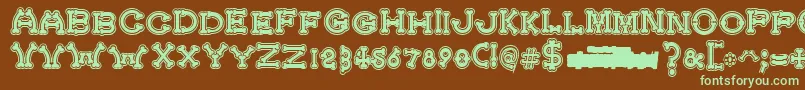 BonecrackerCollege-fontti – vihreät fontit ruskealla taustalla