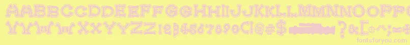 BonecrackerCollege-fontti – vaaleanpunaiset fontit keltaisella taustalla