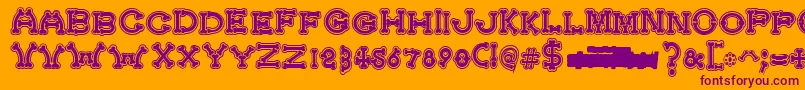 BonecrackerCollege-Schriftart – Violette Schriften auf orangefarbenem Hintergrund