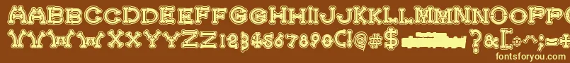 BonecrackerCollege-fontti – keltaiset fontit ruskealla taustalla