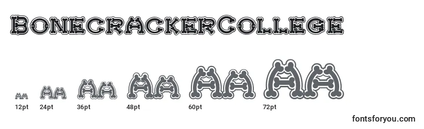 BonecrackerCollege Font Sizes