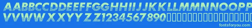 Mosaiccaps Font – Green Fonts on Blue Background