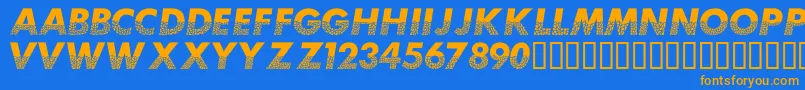 Mosaiccaps-Schriftart – Orangefarbene Schriften auf blauem Hintergrund