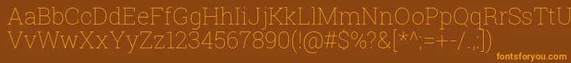 Robotoslab Thin Font – Orange Fonts on Brown Background