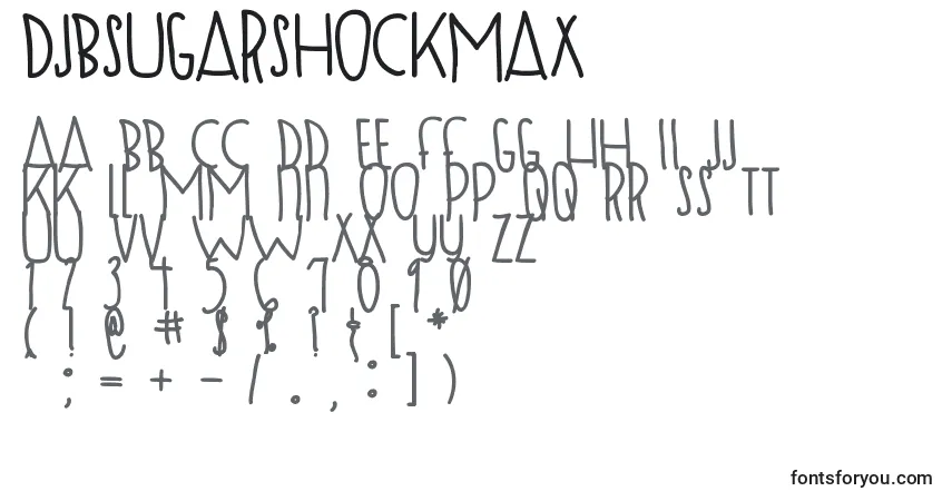 Fuente DjbSugarShockMax - alfabeto, números, caracteres especiales