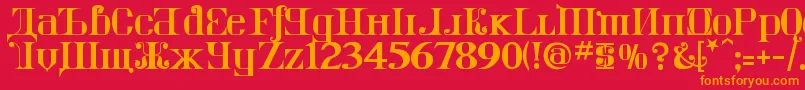 KremlinImperial-Schriftart – Orangefarbene Schriften auf rotem Hintergrund