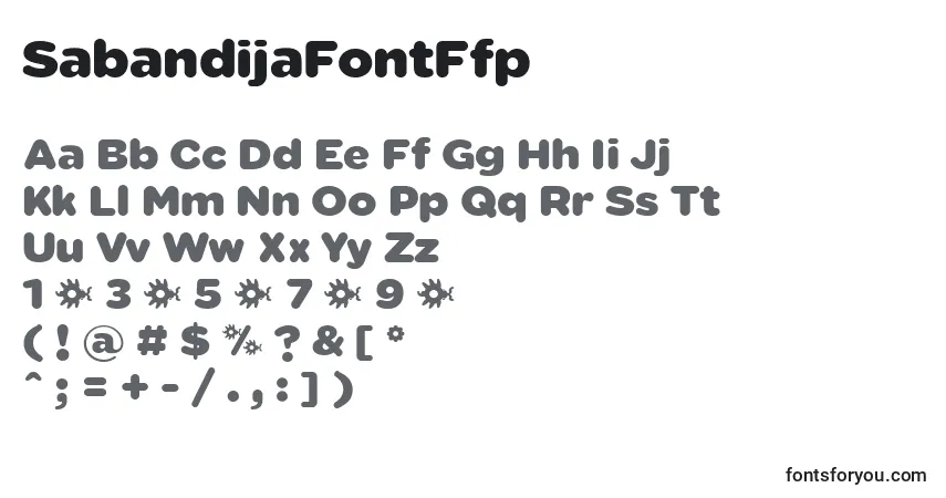 Czcionka SabandijaFontFfp (76154) – alfabet, cyfry, specjalne znaki