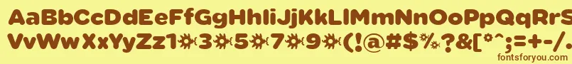 フォントSabandijaFontFfp – 茶色の文字が黄色の背景にあります。