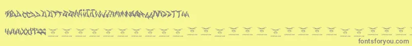 Gasmaskwarriors-fontti – harmaat kirjasimet keltaisella taustalla