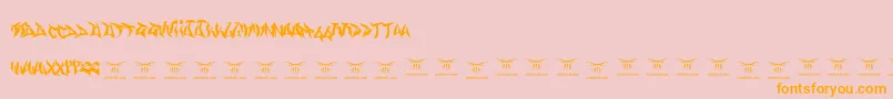 Gasmaskwarriors-Schriftart – Orangefarbene Schriften auf rosa Hintergrund