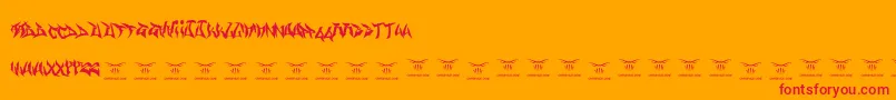 Gasmaskwarriors-Schriftart – Rote Schriften auf orangefarbenem Hintergrund