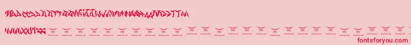 Gasmaskwarriors-Schriftart – Rote Schriften auf rosa Hintergrund