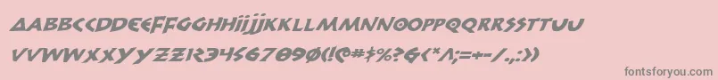 フォント300TrojansExpandedItalic – ピンクの背景に灰色の文字