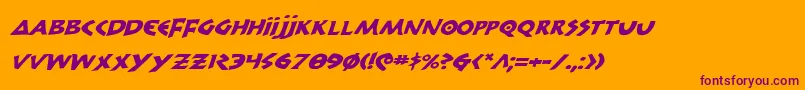 300TrojansExpandedItalic-fontti – violetit fontit oranssilla taustalla
