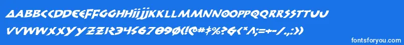 フォント300TrojansExpandedItalic – 青い背景に白い文字