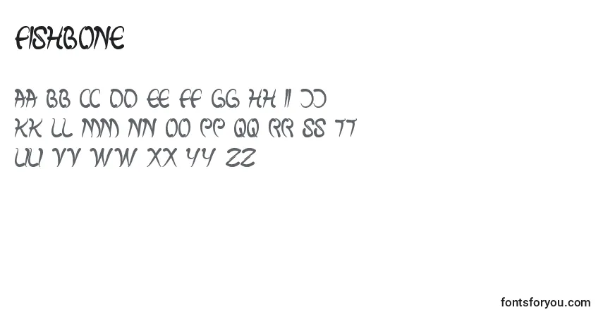 Czcionka FishBone – alfabet, cyfry, specjalne znaki