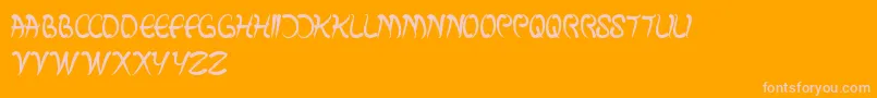 FishBone-Schriftart – Rosa Schriften auf orangefarbenem Hintergrund