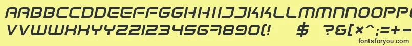 SpaceFrigateItalic Font – Black Fonts on Yellow Background