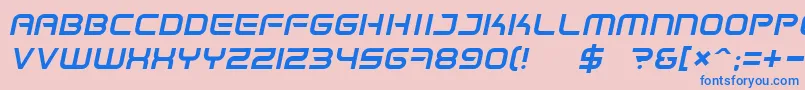 フォントSpaceFrigateItalic – ピンクの背景に青い文字