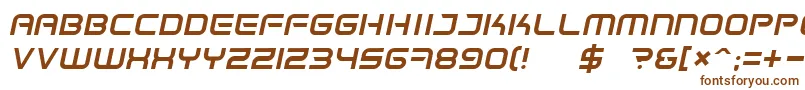SpaceFrigateItalic-fontti – ruskeat fontit valkoisella taustalla