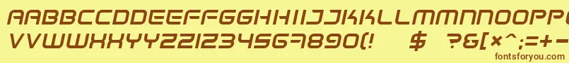 SpaceFrigateItalic Font – Brown Fonts on Yellow Background