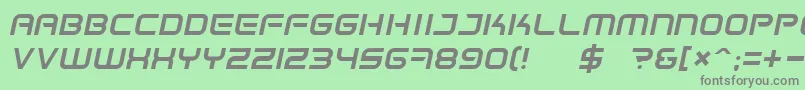 Fonte SpaceFrigateItalic – fontes cinzas em um fundo verde