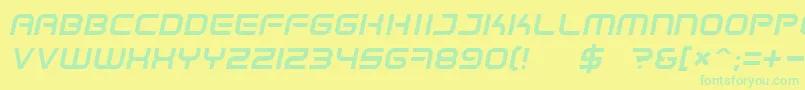 SpaceFrigateItalic Font – Green Fonts on Yellow Background
