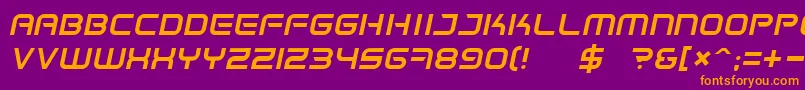 Fonte SpaceFrigateItalic – fontes laranjas em um fundo violeta