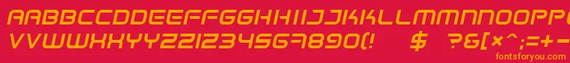 SpaceFrigateItalic Font – Orange Fonts on Red Background