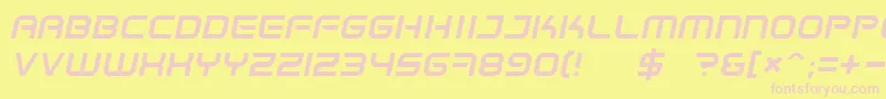 フォントSpaceFrigateItalic – ピンクのフォント、黄色の背景