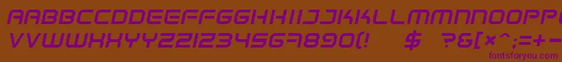SpaceFrigateItalic Font – Purple Fonts on Brown Background