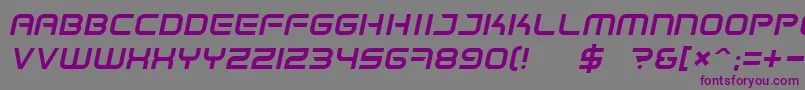 Czcionka SpaceFrigateItalic – fioletowe czcionki na szarym tle