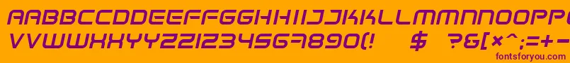 Czcionka SpaceFrigateItalic – fioletowe czcionki na pomarańczowym tle