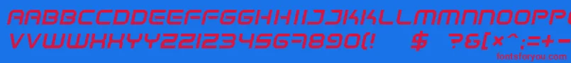 SpaceFrigateItalic Font – Red Fonts on Blue Background